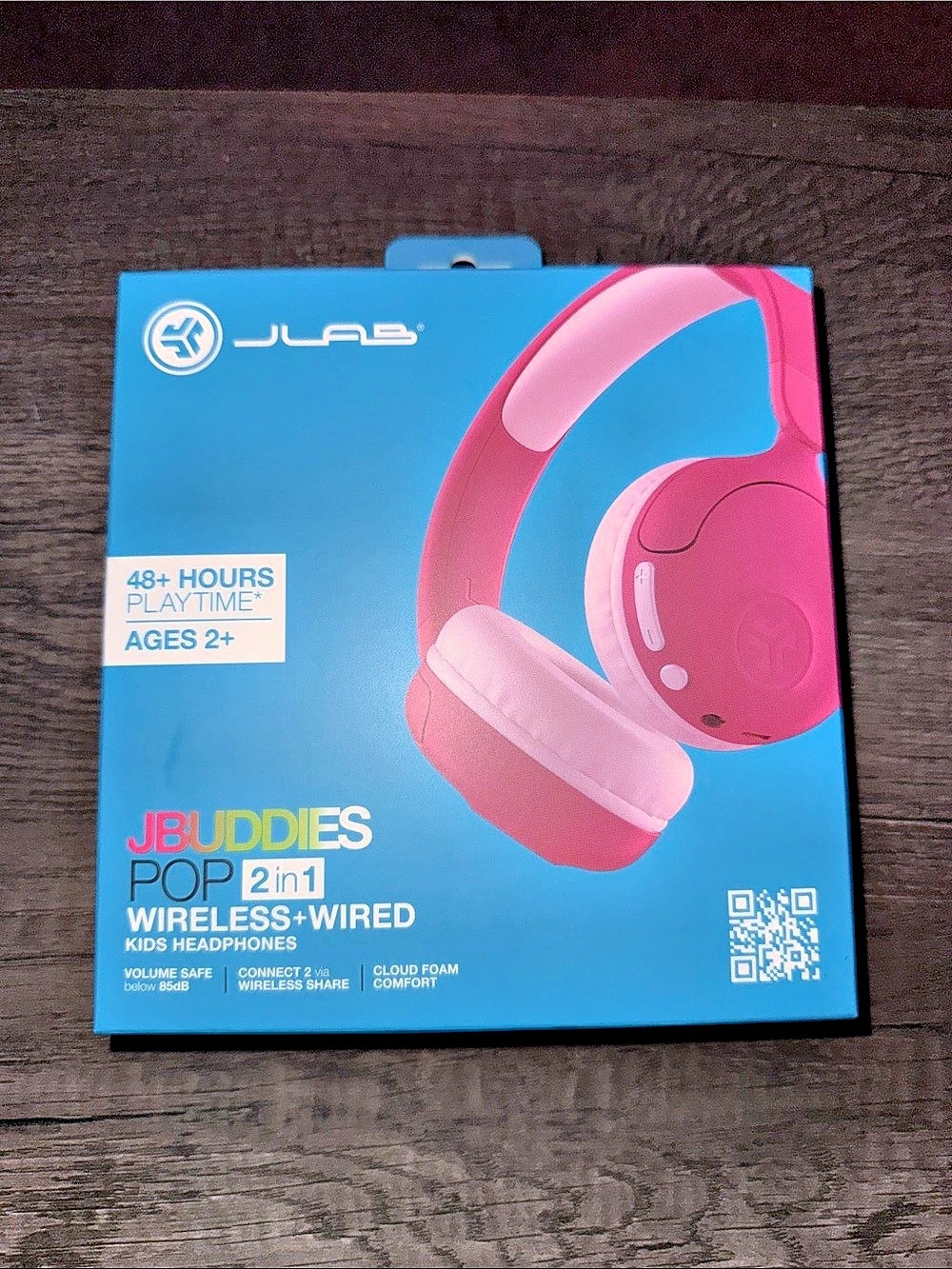JLab JBuddies Pop 2-in-1 Pink & Blue Kids Headphones NWT